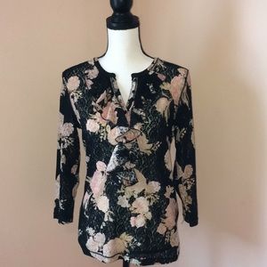 Ralph Lauren lace ruffled neck 3/4 sleeve top